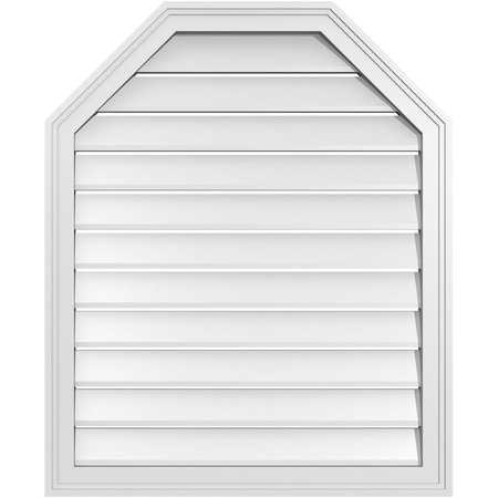 Ekena Millwork Octagonal Top Surface Mount PVC Gable Vent w/ 2"W x 1-1/2"P Brickmould Frame, 28"W x 34"H GVPOT28X3402SF